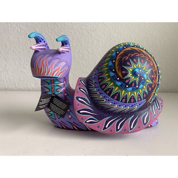 Pineda Covalin Alebrije Large Snail Hand Painted Oaxacan Wood Carving Signed - Picture 3 of 15